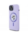 Karl Lagerfeld Silicone Karl&Choupette Heads Ring MagSafe iPhone 15 Case - Purple