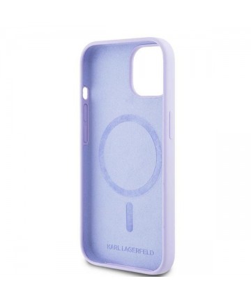 Karl Lagerfeld Silicone Karl&Choupette Heads Ring MagSafe iPhone 15 Case - Purple