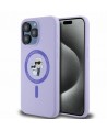 Karl Lagerfeld Silicone Karl&Choupette Heads Ring MagSafe Case for iPhone 15 Pro Max - Purple