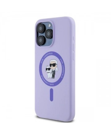 Karl Lagerfeld Silicone Karl&Choupette Heads Ring MagSafe Case for iPhone 15 Pro Max - Purple