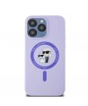 Karl Lagerfeld Silicone Karl&Choupette Heads Ring MagSafe Case for iPhone 15 Pro Max - Purple