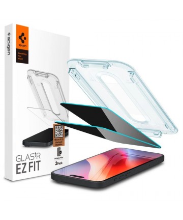 Spigen Glas.tR EZ Fit Privacy Tempered Glass for iPhone 16 Pro / 17 / 17 Pro - 2 pcs.