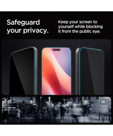 Spigen Glas.tR EZ Fit Privacy Tempered Glass for iPhone 16 Pro / 17 / 17 Pro - 2 pcs.