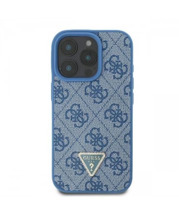 Guess Leather Metal Logo Strass Crossbody Case for iPhone 16 Pro - Blue