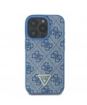 Guess Leather Metal Logo Strass Crossbody Case for iPhone 16 Pro - Blue