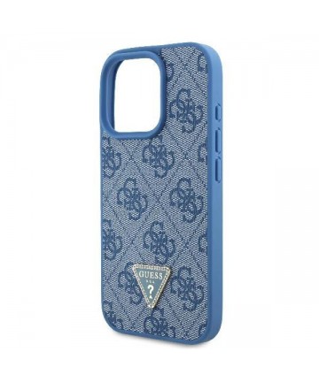 Guess Leather Metal Logo Strass Crossbody Case for iPhone 16 Pro - Blue