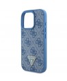 Guess Leather Metal Logo Strass Crossbody Case for iPhone 16 Pro - Blue