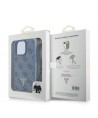 Guess Leather Metal Logo Strass Crossbody Case for iPhone 16 Pro - Blue