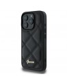 Guess Quilted Metal Logo iPhone 16 Pro Case - Black