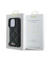 Guess Quilted Metal Logo iPhone 16 Pro Case - Black