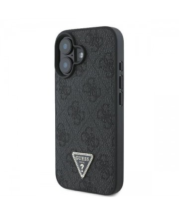 Guess Leather Metal Logo Strass Crossbody Case for iPhone 16 - Black