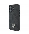 Guess Leather Metal Logo Strass Crossbody Case for iPhone 16 - Black