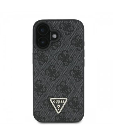 Guess Leather Metal Logo Strass Crossbody Case for iPhone 16 - Black
