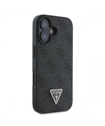 Guess Leather Metal Logo Strass Crossbody Case for iPhone 16 - Black