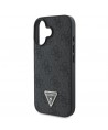 Guess Leather Metal Logo Strass Crossbody Case for iPhone 16 - Black
