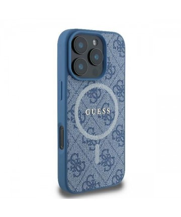 Guess 4G Ring Classic Logo MagSafe iPhone 16 Pro Case - Blue