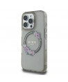 Guess IML Flowers Wreath MagSafe Case for iPhone 16 Pro - Black