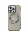 Guess IML Flowers Wreath MagSafe Case for iPhone 16 Pro - Black
