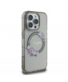 Guess IML Flowers Wreath MagSafe Case for iPhone 16 Pro - Black