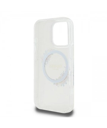 Guess IML Flowers Wreath MagSafe Case for iPhone 16 Pro - Clear