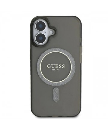 Guess IML Glitter Circle MagSafe case for iPhone 16 - black