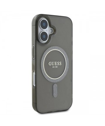 Guess IML Glitter Circle MagSafe case for iPhone 16 - black