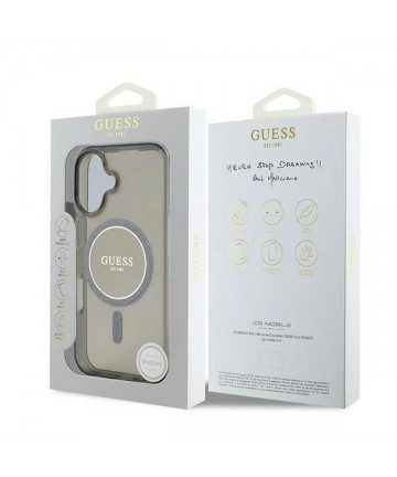 Guess IML Glitter Circle MagSafe case for iPhone 16 - black