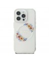 Guess IML Flowers Wreath MagSafe Case for iPhone 16 - Transparent