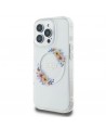 Guess IML Flowers Wreath MagSafe Case for iPhone 16 - Transparent