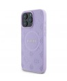 Guess Saffiano Peony Classic Logo MagSafe iPhone 16 Pro Max Case - Purple
