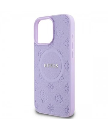 Guess Saffiano Peony Classic Logo MagSafe iPhone 16 Pro Max Case - Purple