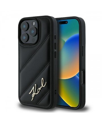 Karl Lagerfeld Quilted Signature iPhone 16 Pro Case - Black