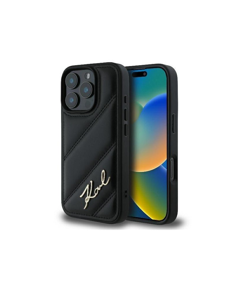 Karl Lagerfeld Quilted Signature iPhone 16 Pro Case - Black