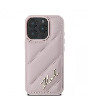 Karl Lagerfeld Quilted Signature iPhone 16 Pro Case - Pink