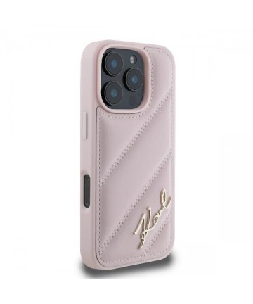 Karl Lagerfeld Quilted Signature iPhone 16 Pro Case - Pink
