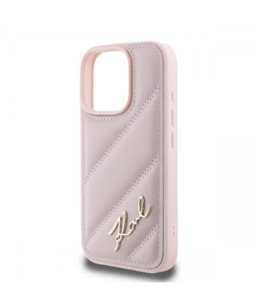 Karl Lagerfeld Quilted Signature iPhone 16 Pro Case - Pink