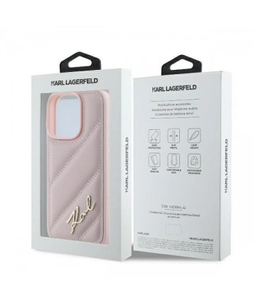 Karl Lagerfeld Quilted Signature iPhone 16 Pro Case - Pink