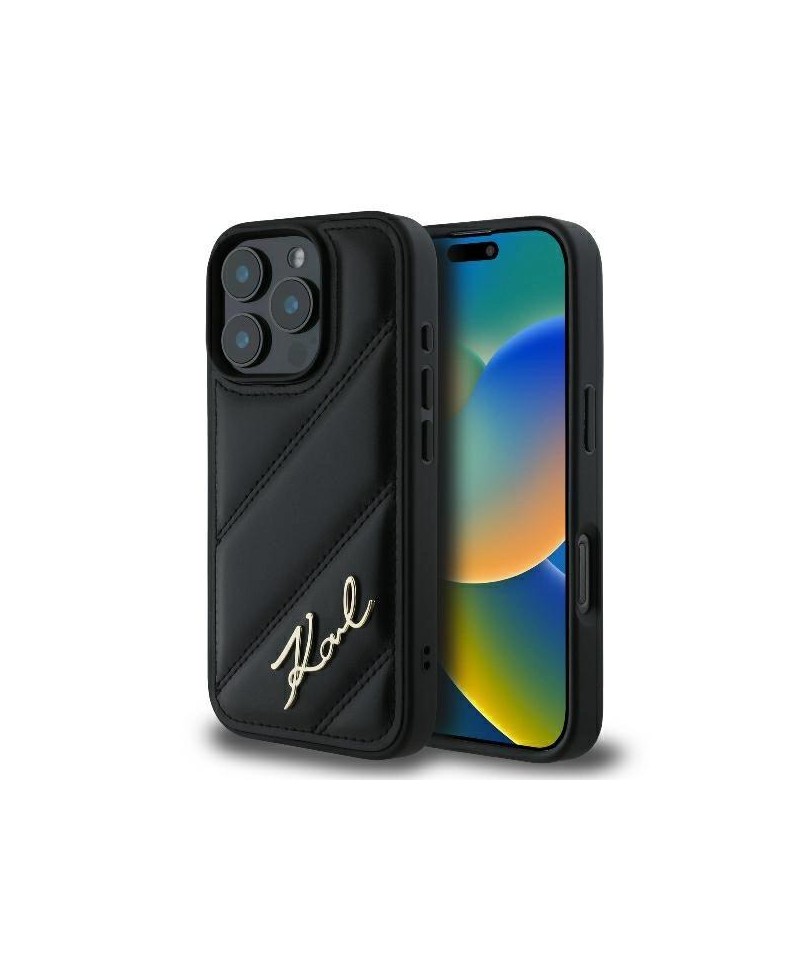 Karl Lagerfeld Quilted Signature iPhone 16 Pro Max Case - Black