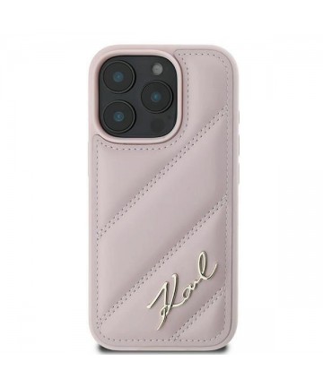 Karl Lagerfeld Quilted Signature iPhone 16 Pro Max Case - Pink