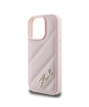 Karl Lagerfeld Quilted Signature iPhone 16 Pro Max Case - Pink