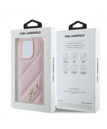 Karl Lagerfeld Quilted Signature iPhone 16 Pro Max Case - Pink