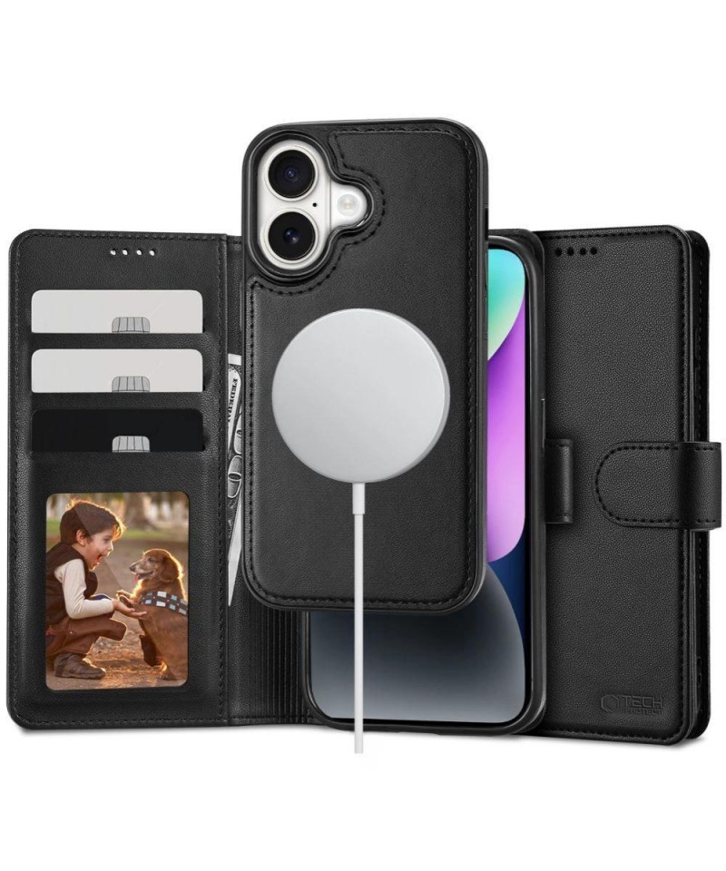 Tech-Protect Wallet MagSafe case with wallet for iPhone 16 - black