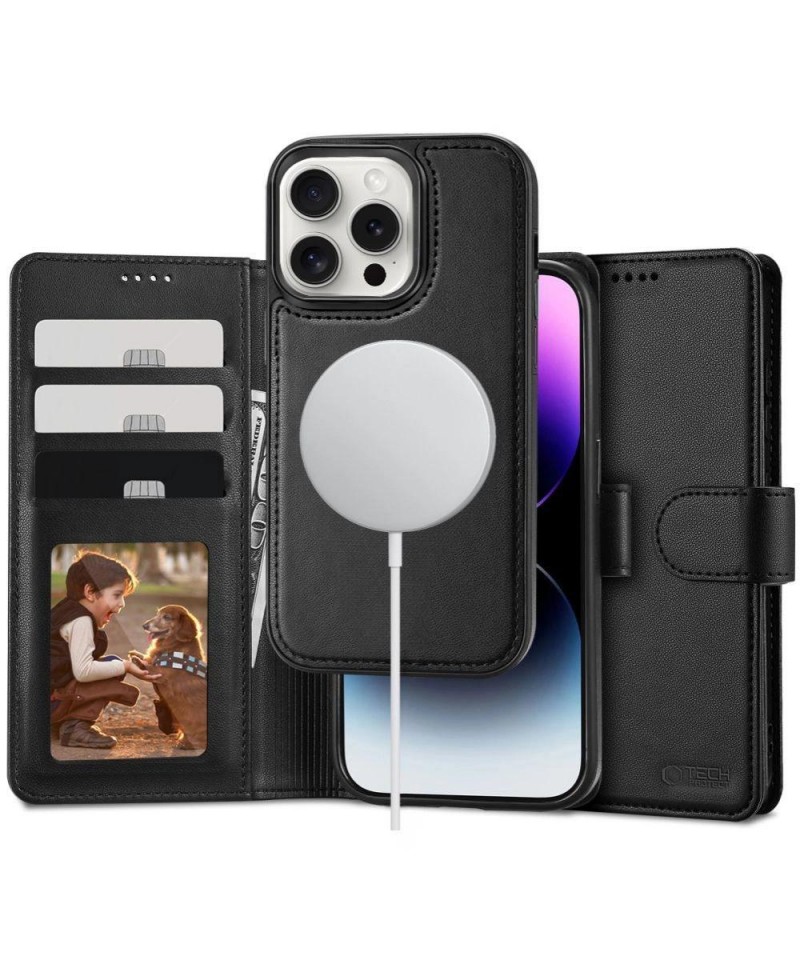 Tech-Protect Wallet MagSafe case with wallet for iPhone 16 Pro - black