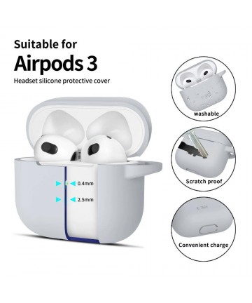 Tech-Protect Silicone Hook Case for Apple AirPods 3 - Gray