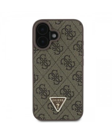 Guess Leather Metal Logo Strass Crossbody Case for iPhone 16 - Brown