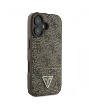 Guess Leather Metal Logo Strass Crossbody Case for iPhone 16 - Brown