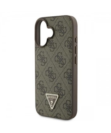 Guess Leather Metal Logo Strass Crossbody Case for iPhone 16 - Brown