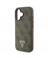 Guess Leather Metal Logo Strass Crossbody Case for iPhone 16 - Brown