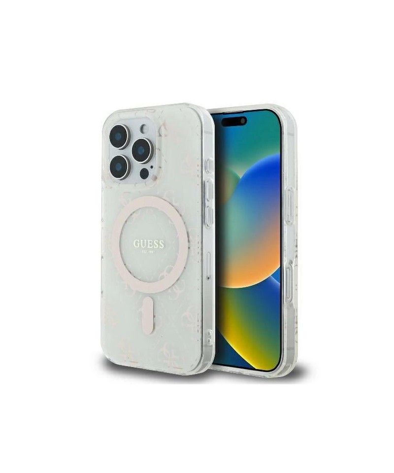Guess IML 4G Background MagSafe iPhone 16 Pro Case - White