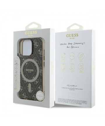 Guess IML 4G Background MagSafe iPhone 16 Pro Case - Brown